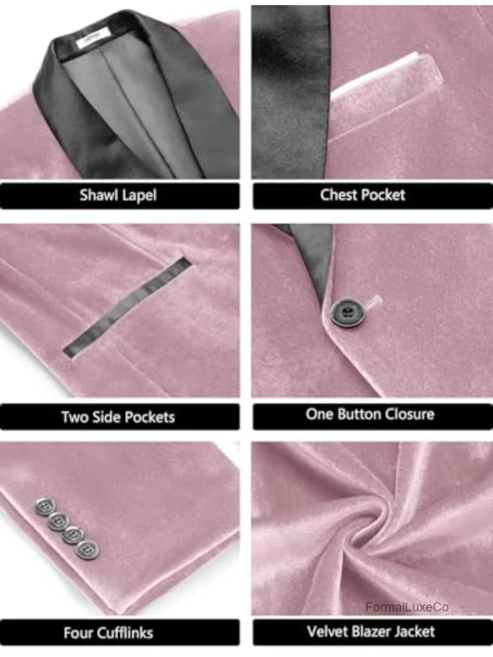 Men's Velvet Tuxedo Jacket One Button Shawl Collar Slim Fit Formal Wedding